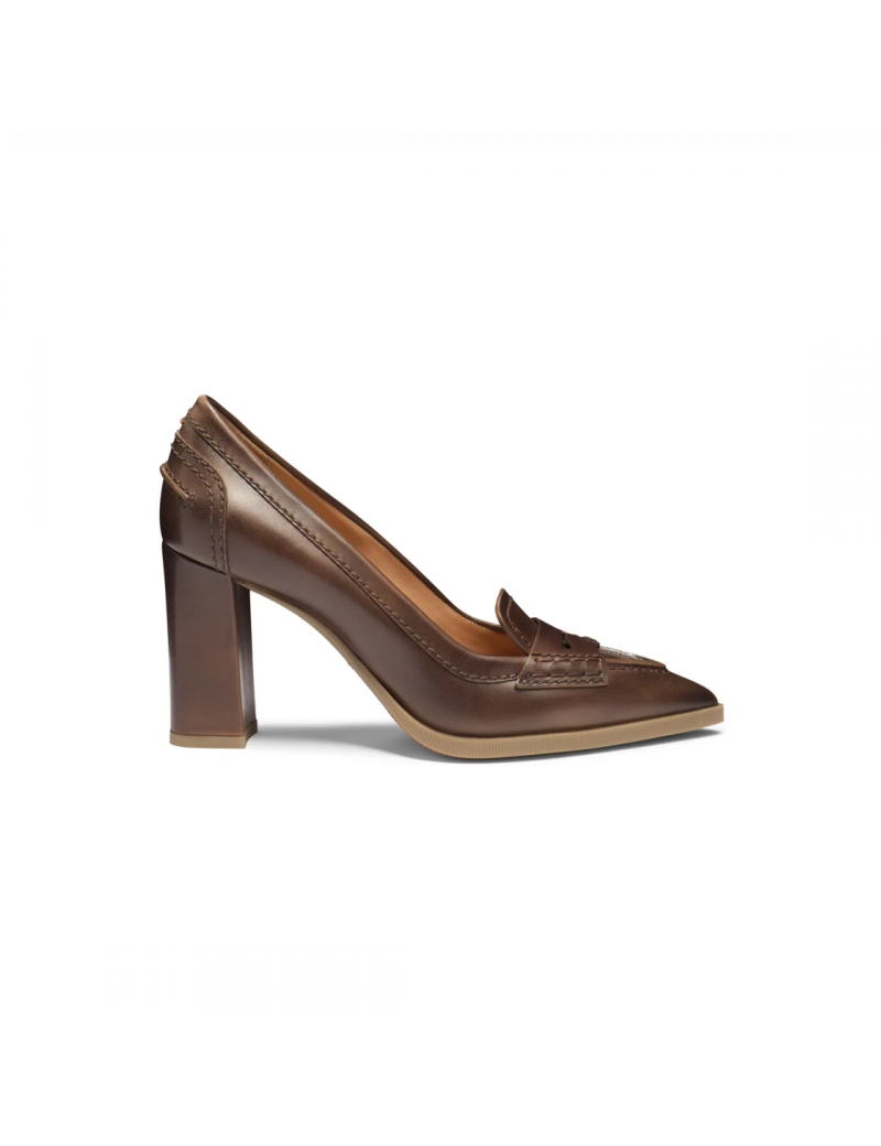 Santoni Décolletés Tacco Alto Pelle Marrone - WDEX71186PC4NDYLM40 - Semenzato Abbigliamento