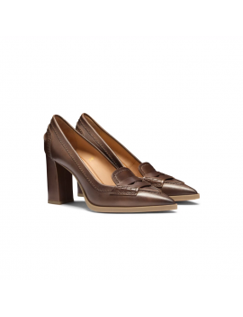 Santoni Décolletés Tacco Alto Pelle Marrone - WDEX71186PC4NDYLM40 - Semenzato Abbigliamento