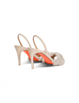 Santoni Sandalo Tacco Alto Suede E Visone Naturale - WHET71855HI2NONEE55 - Semenzato Abbigliamento