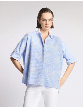 Fay Camicia Confort Fit Popeline Bianco Azzurro - NCWA552552SZDI013H - Semenzato Abbigliamento