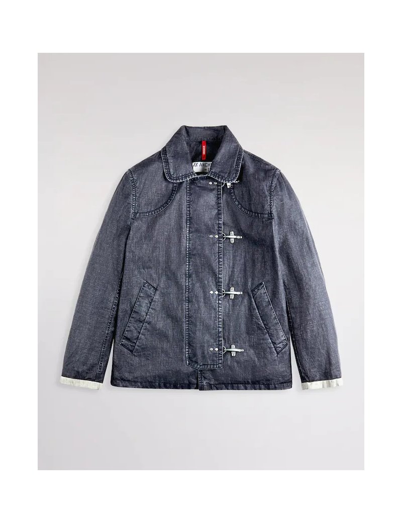 Fay 4 Ganci In Tela Di Lino Délavé Blu - MAM1352101TZD2U807 - Semenzato Abbigliamento