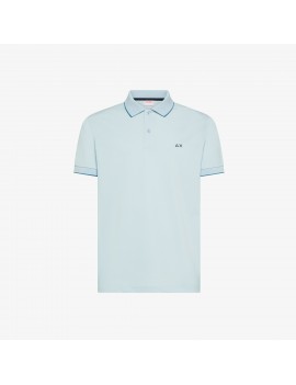 Sun68 Polo Small Stripe On Collar Azzurro -A36111 05 - Semenzato Abbigliamento