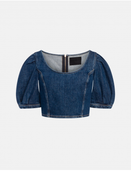 Dondup Top Cropped Denim Stretch Lavaggio Medio - DC459 DSE340D MC1 DD S26 800 - Semenzato Abbigliamento