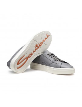 Santoni Sneaker Double Buckle In Pelle Bottalata Grigia - MBGT21967PNNTSIWG45 - Semenzato Abbigliamento