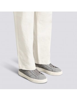 Santoni Sneaker Double Buckle In Pelle Bottalata Grigia - MBGT21967PNNTSIWG45 - Semenzato Abbigliamento