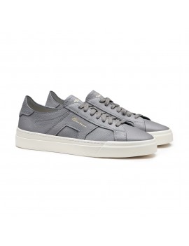 Santoni Sneaker Double Buckle In Pelle Bottalata Grigia - MBGT21967PNNTSIWG45 - Semenzato Abbigliamento