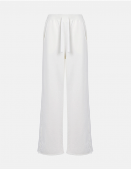 Dondup Pantaloni Wide Leg In Cotone Garzato Bianco - DP860 KF0254D MI9 DD S26 000 - Semenzato Abbigliamento