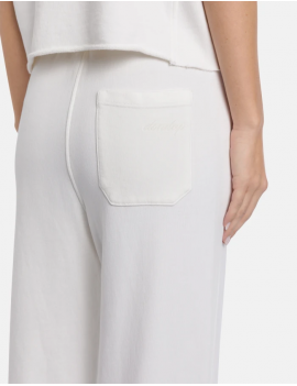 Dondup Pantaloni Wide Leg In Cotone Garzato Bianco - DP860 KF0254D MI9 DD S26 000 - Semenzato Abbigliamento