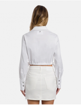 Dondup Camicia Cropped In Raso Cotone E Lyocell Bianco - DC485 RS0051D 002 DD S26 000 - Semenzato Abbigliamento