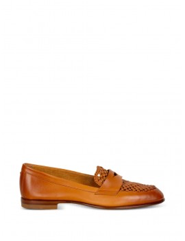 Santoni Mocassino In Pelle Cuoio - WUSF72100HAFSYWEC50 - Semenzato Abbigliamento