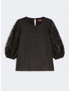 Max Mara T-shirt Garza Ramié E Sangallo Nero - MSTORDINE - Semenzato Abbigliamento