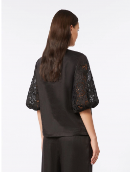 Max Mara T-shirt Garza Ramié E Sangallo Nero - MSTORDINE - Semenzato Abbigliamento