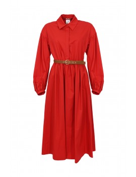 Max Mara Studio Abito Chemisier Cotone Rosso - MSTMARMO - Semenzato Abbigliamento