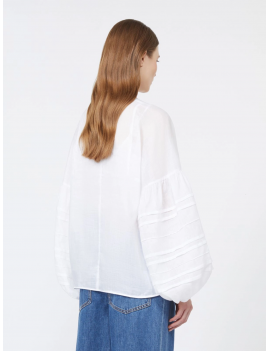 Max Mara Studio Blusa Garza Ramié  Bianco o Blu - MSTPAESE - Semenzato Abbigliamento