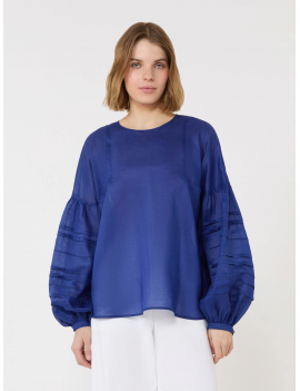 Max Mara Studio Blusa Garza Ramié  Bianco o Blu - MSTPAESE - Semenzato Abbigliamento