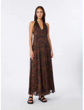 Max Mara Studio Abito Chiffon Di Seta Stampato Marrone Nero - 6221096206002 - MSTSALICE - Semenzato Abbigliamento