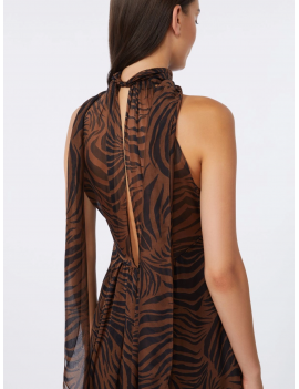 Max Mara Studio Abito Chiffon Di Seta Stampato Marrone Nero - 6221096206002 - MSTSALICE - Semenzato Abbigliamento