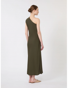 Max Mara Abito Monospalla In Satin Lucido Verde Muschio - MSEENTRATA - Semenzato Abbigliamento
