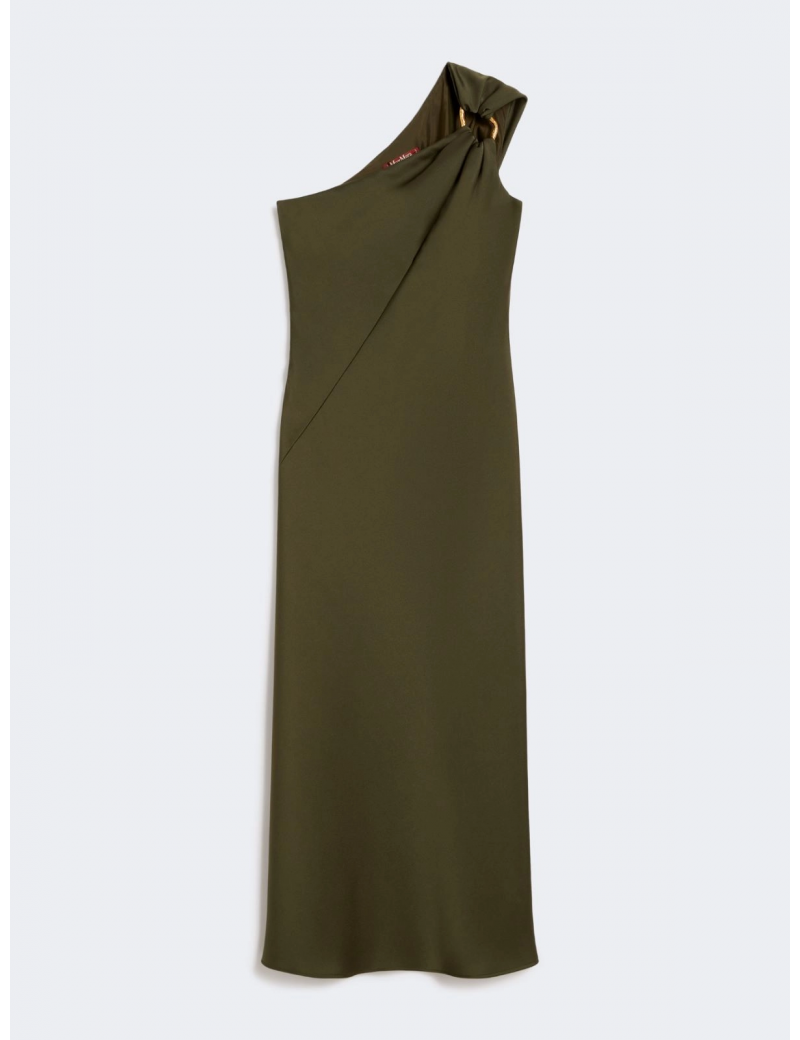 Max Mara Abito Monospalla In Satin Lucido Verde Muschio - MSEENTRATA - Semenzato Abbigliamento