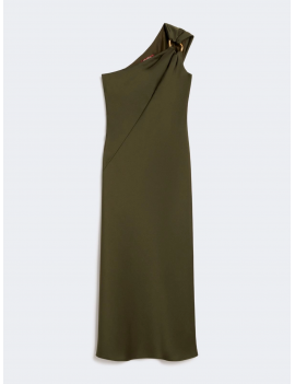 Max Mara Abito Monospalla In Satin Lucido Verde Muschio - MSEENTRATA - Semenzato Abbigliamento