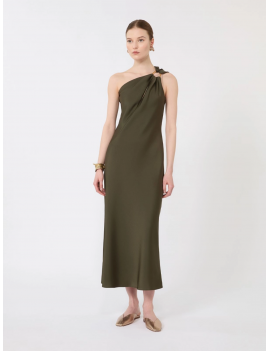 Max Mara Abito Monospalla In Satin Lucido Verde Muschio - MSEENTRATA - Semenzato Abbigliamento
