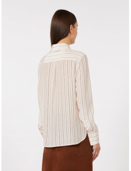 Max Mara Camicia In Crepe De Chine Stampato Riga Rosa - MSTFLIRT - Semenzato Abbigliamento