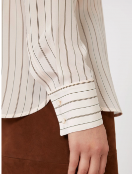 Max Mara Camicia In Crepe De Chine Stampato Riga Rosa - MSTFLIRT - Semenzato Abbigliamento