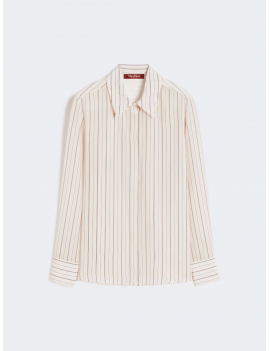 Max Mara Camicia In Crepe De Chine Stampato Riga Rosa - MSTFLIRT - Semenzato Abbigliamento