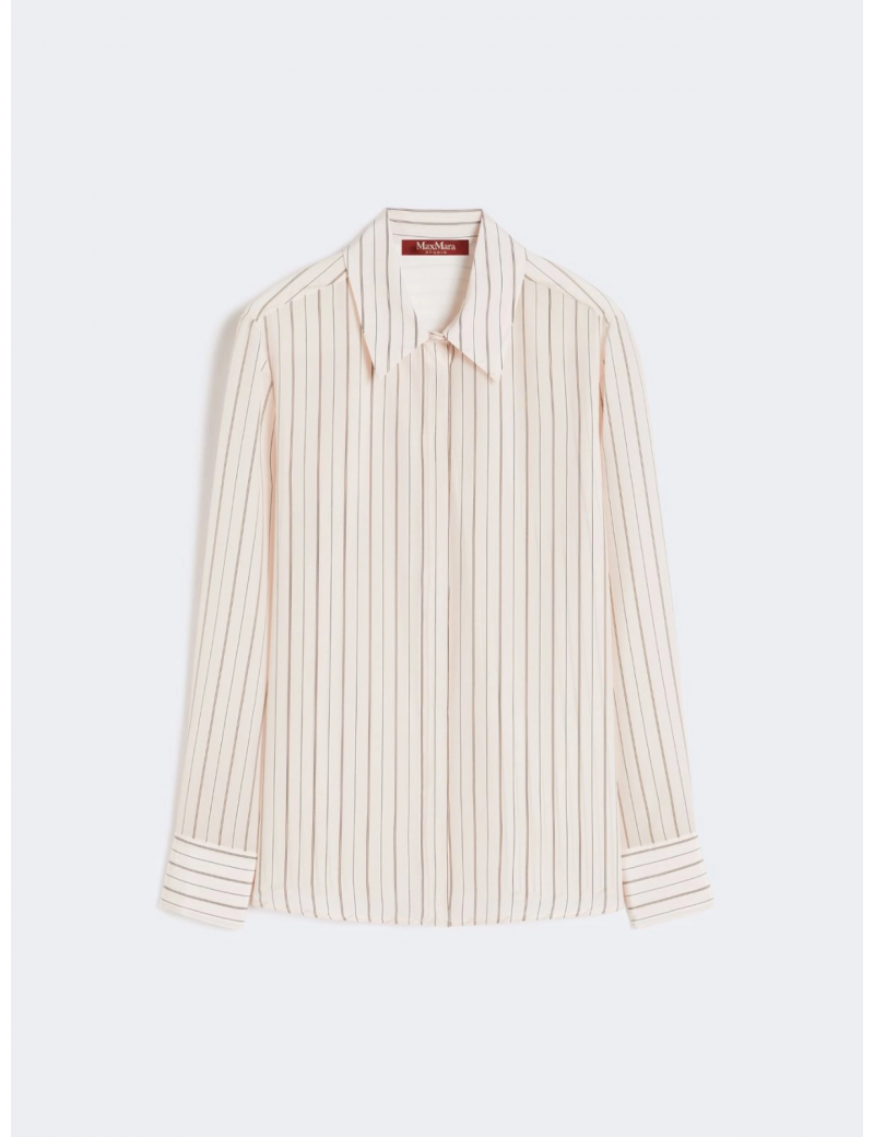 Max Mara Camicia In Crepe De Chine Stampato Riga Rosa - MSTFLIRT - Semenzato Abbigliamento