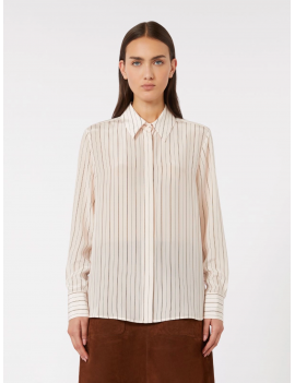 Max Mara Camicia In Crepe De Chine Stampato Riga Rosa - MSTFLIRT - Semenzato Abbigliamento