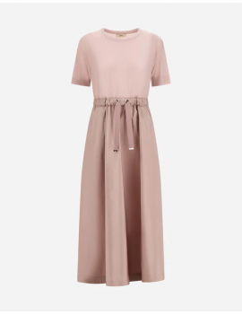 Herno Abito In Glam Knit Effect E Tecno Taffetà Rosa Cipria - AB000032D520564035 - Semenzato Abbigliamento