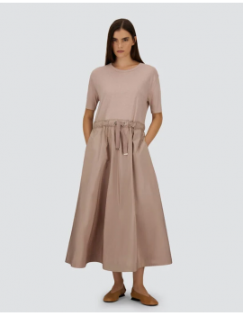 Herno Abito In Glam Knit Effect E Tecno Taffetà Rosa Cipria - AB000032D520564035 - Semenzato Abbigliamento