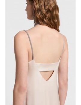Peserico Abito Viscosa Con Spalline Beige Betulla - A02059-06638-144 - Semenzato Abbigliamento