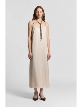 Peserico Abito Viscosa Con Spalline Beige Betulla - A02059-06638-144 - Semenzato Abbigliamento